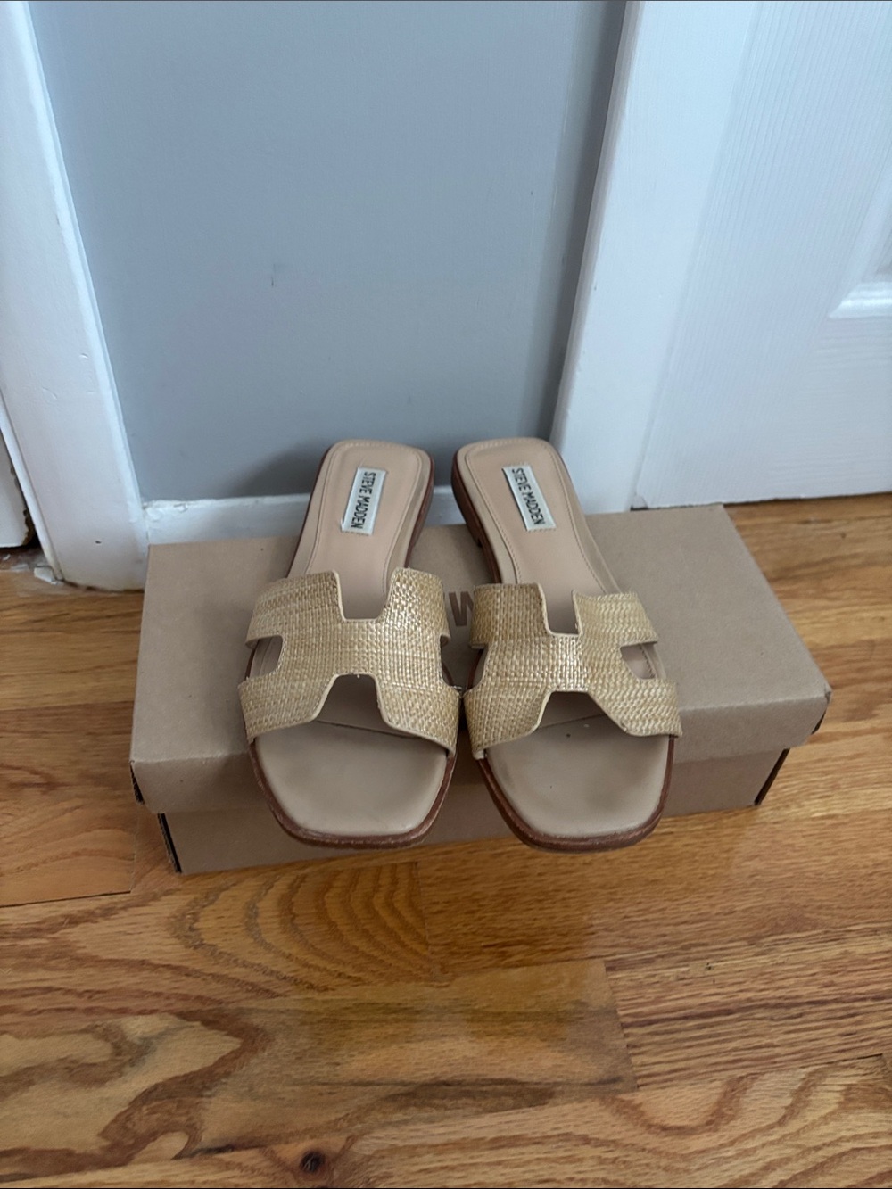 Steve Madden Rafia Open-Toe Slide Mules